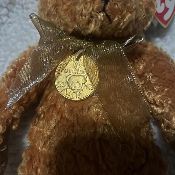 TY 100th Anniversary beanie baby Teddy The Bear with Gold Commemorative Coin. - Picture 2 of 11
